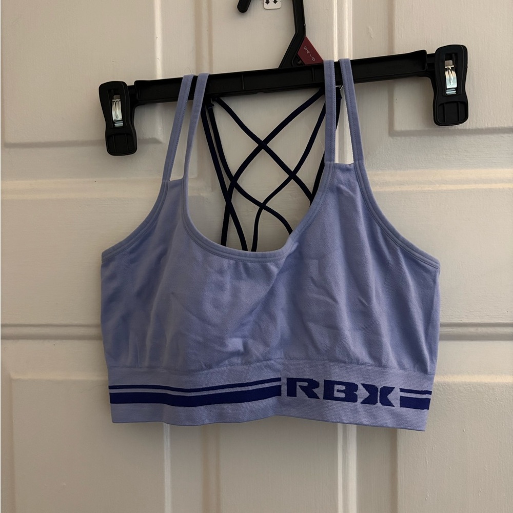RBX Lavender Strappy Sports Bra with Navy Back Detail PRICE FIRM!